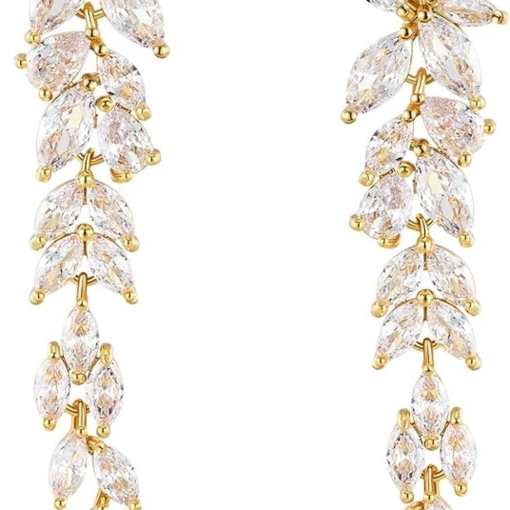 SWEETV Marquise Cubic Zirconia Wedding Earrings: Brides, Prom, Chandelier Drop!